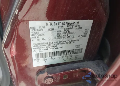 2009 Ford F-250 Fx4/King Ranch/Lariat/Xl/Xlt z USA, uszkodzony, nr VIN 1FTSW21579EA27855